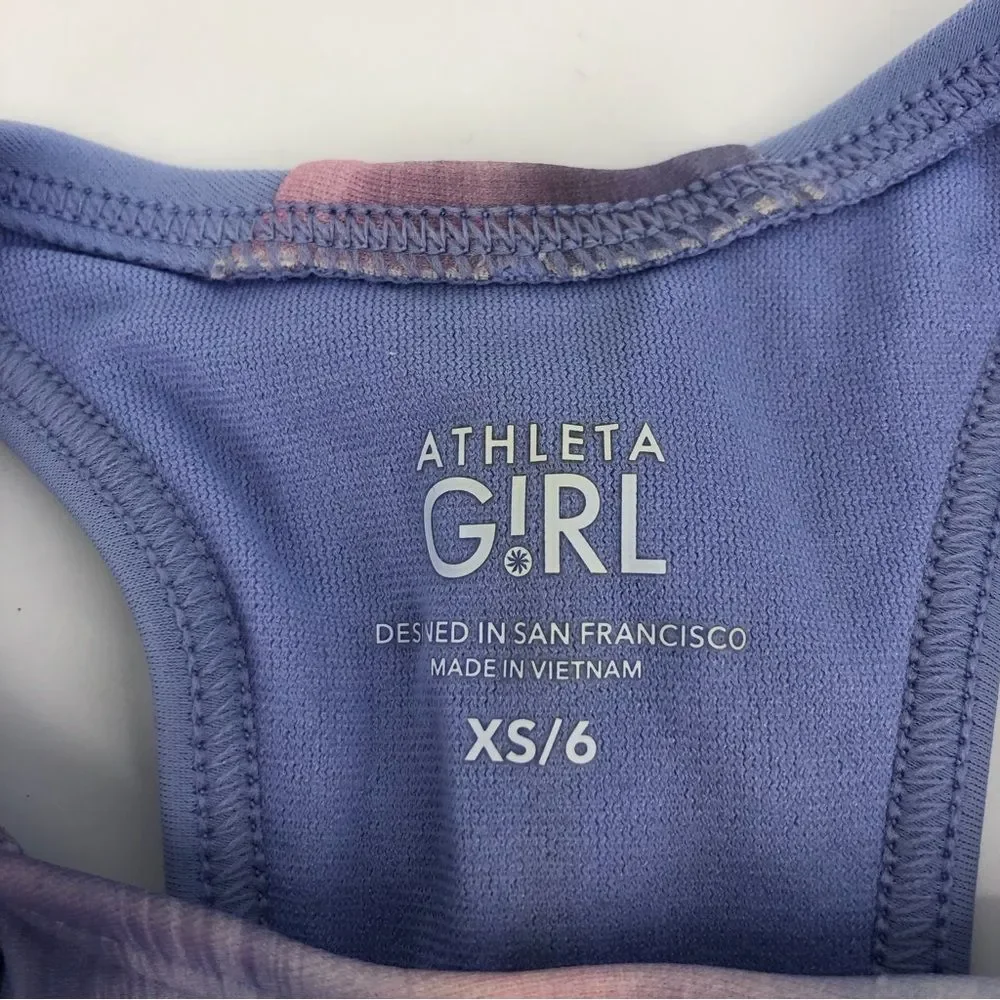Athleta Girl Swim Top Girls‎ XS 6 Purple Pink Tie Dye High Neck Bikini Top